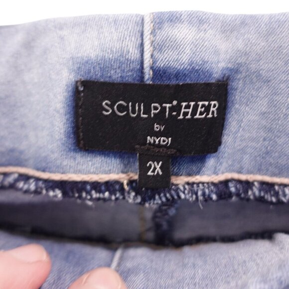 Sculpt-Her X NYDJ Super Skinny Ankle Jeans Sz 2X Blue Orion Wash Denim Pull On - Picture 5 of 13